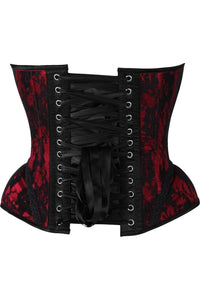 Daisy Corsets Top Drawer Red w/Black Lace Steel Boned Underwire Bustier Corset in Red 