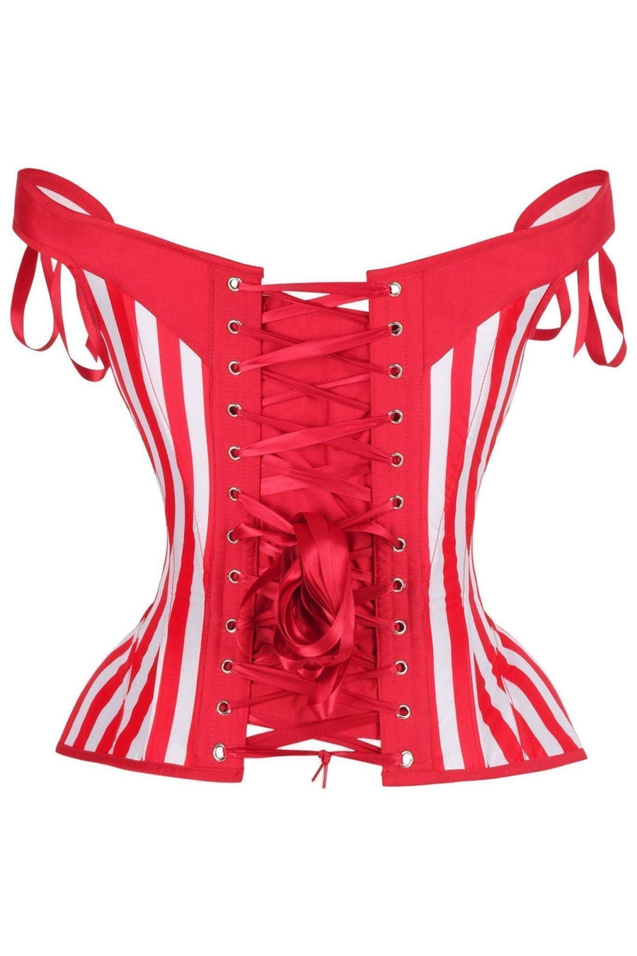 Top Drawer Red/White Striped Steel Boned Corset w/Straps