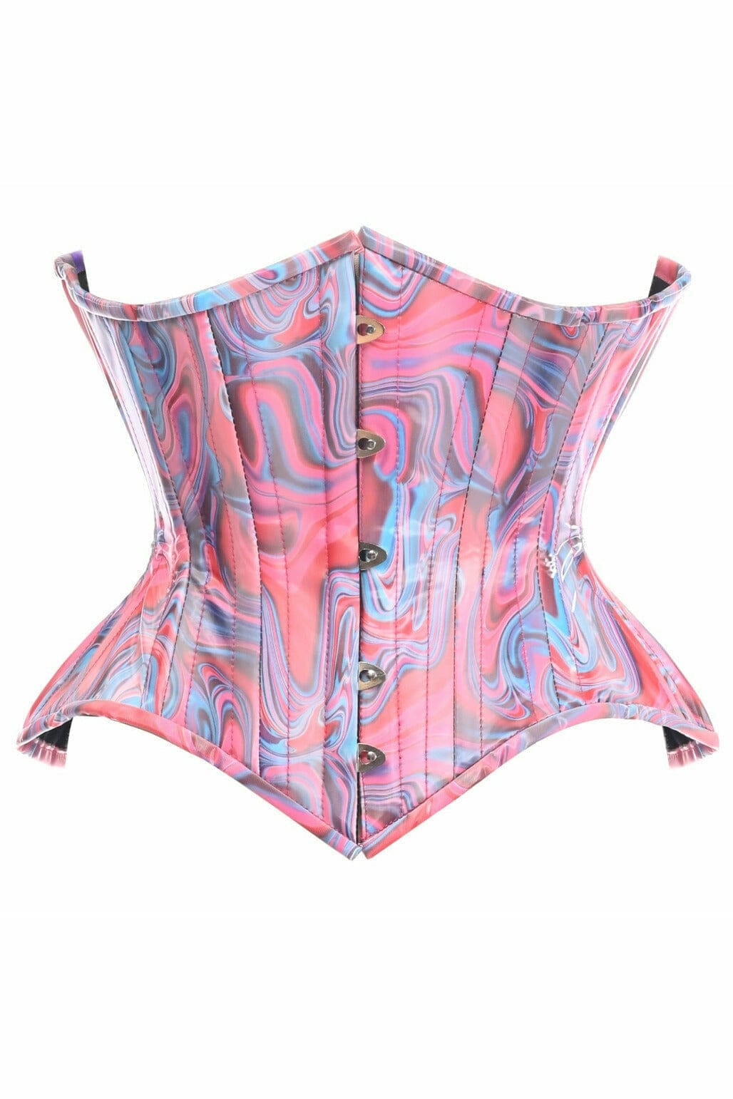 Daisy Corsets Top Drawer Retro Swirl Steel Boned Curvy Cut Underbust Cincher Corset in Multi  from SexyShoes.com