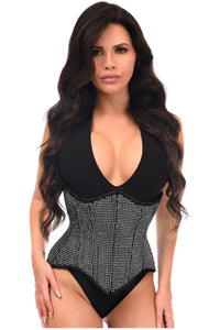 Daisy Corsets Top Drawer Rhinestone Double Steel Boned Underbust Waist Cincher Corset in Grey  from SexyShoes.com
