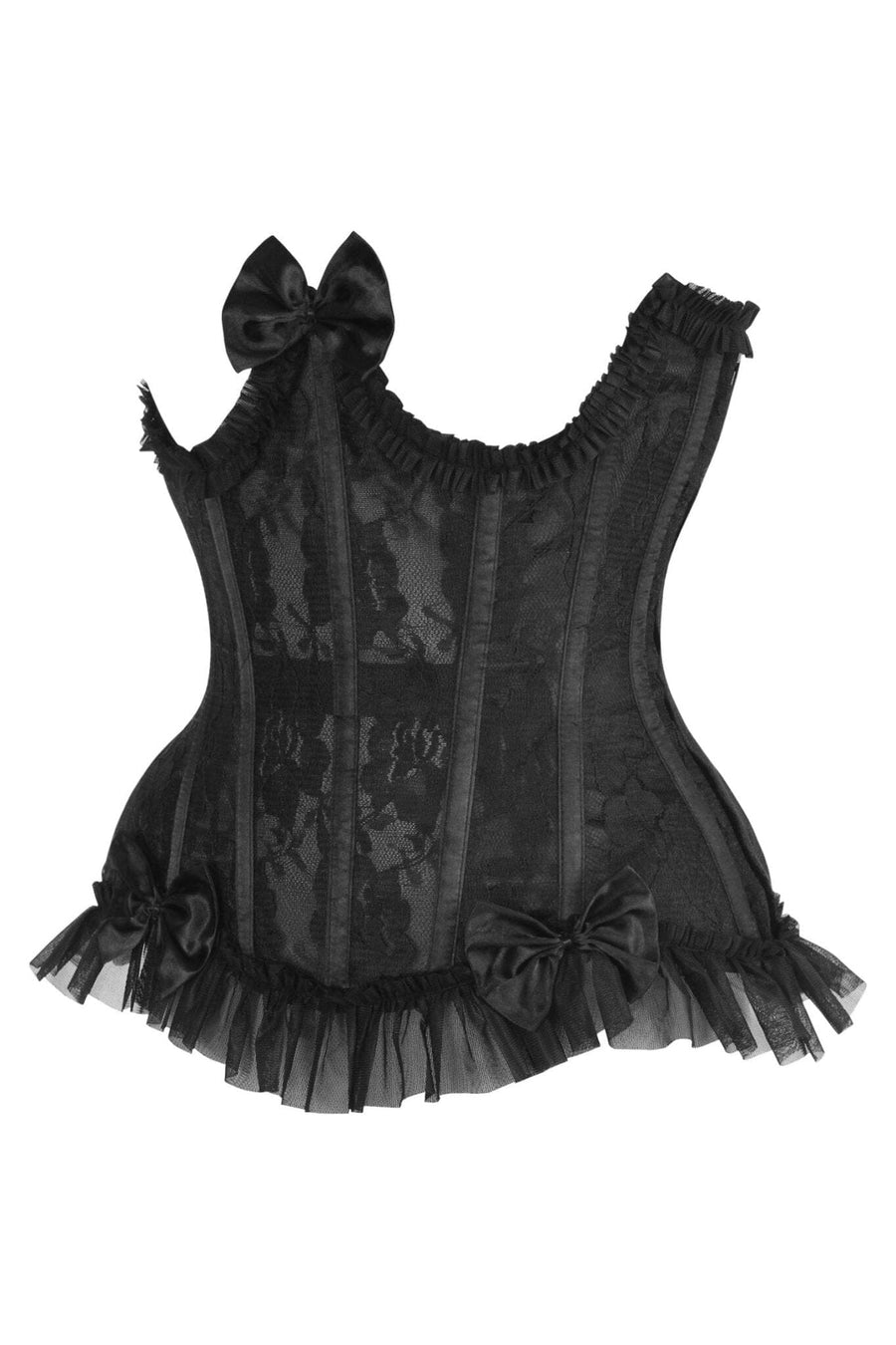 Daisy Corsets Top Drawer Steel Boned Black Lace Underwire Burlesque Underbust Corset Cincher in Black 