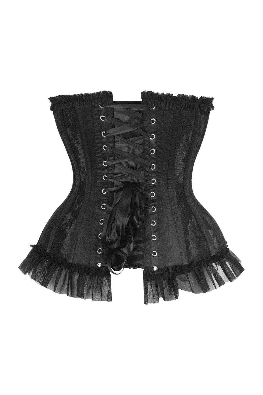 Daisy Corsets Top Drawer Steel Boned Black Lace Underwire Burlesque Underbust Corset Cincher in Black 