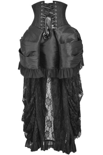 Top Drawer Steel Boned Black Lace Victorian Bustle Underbust Corset Dress