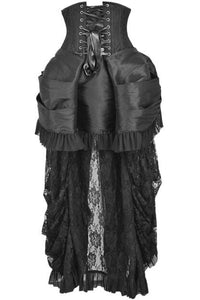 Daisy Corsets Top Drawer Steel Boned Black Lace Victorian Bustle Underbust Corset Dress in Black 