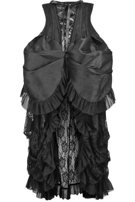 Top Drawer Steel Boned Black Lace Victorian Bustle Underbust Corset Dress