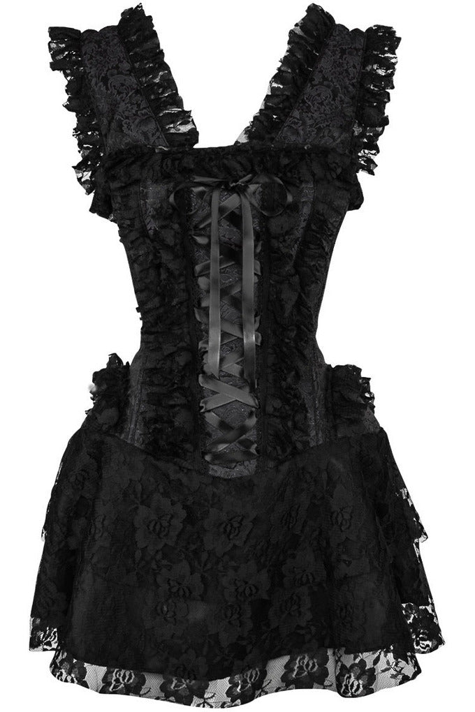Top Drawer Steel Boned Black Lace Victorian Corset Dress