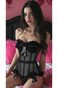 Top Drawer Steel Boned Black Mesh Underwire Bustier Corset
