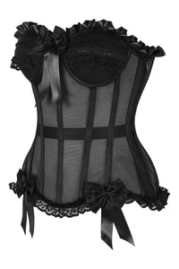 Daisy Corsets Top Drawer Steel Boned Black Mesh Underwire Bustier Corset in Black 