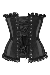 Daisy Corsets Top Drawer Steel Boned Black Mesh Underwire Bustier Corset in Black 
