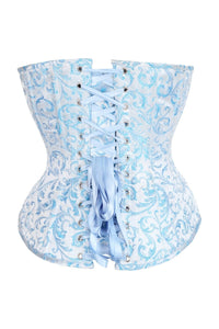 Daisy Corsets Top Drawer Steel Boned Blue Brocade Overbust Lace Up Corset Top in Blue 