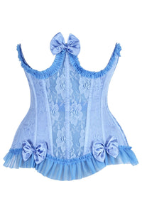 Daisy Corsets Top Drawer Steel Boned Blue Lace Underwire Burlesque Underbust Corset Cincher in Blue  from SexyShoes.com