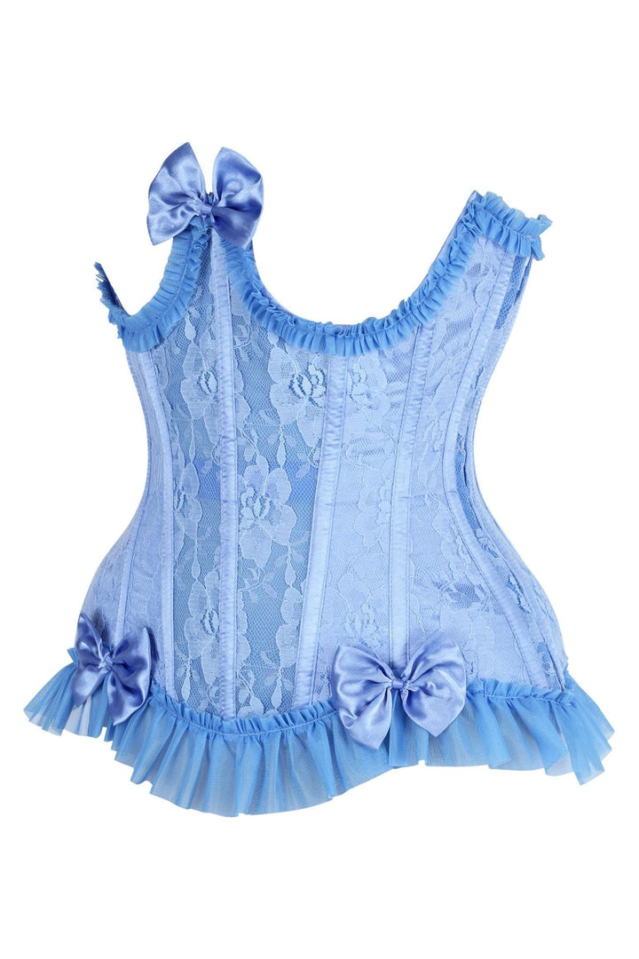 Top Drawer Steel Boned Blue Lace Underwire Burlesque Underbust Corset Cincher