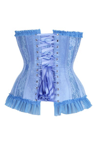 Daisy Corsets Top Drawer Steel Boned Blue Lace Underwire Burlesque Underbust Corset Cincher in Blue 