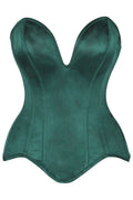 Top Drawer Steel Boned Dark Green Satin Plunge Neckline Overbust Corset