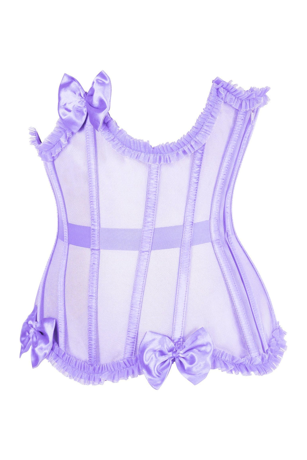 Daisy Corsets Top Drawer Steel Boned Lavender Mesh Underwire Burlesque Underbust Corset Cincher in Purple 
