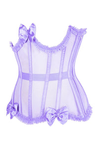 Daisy Corsets Top Drawer Steel Boned Lavender Mesh Underwire Burlesque Underbust Corset Cincher in Purple 