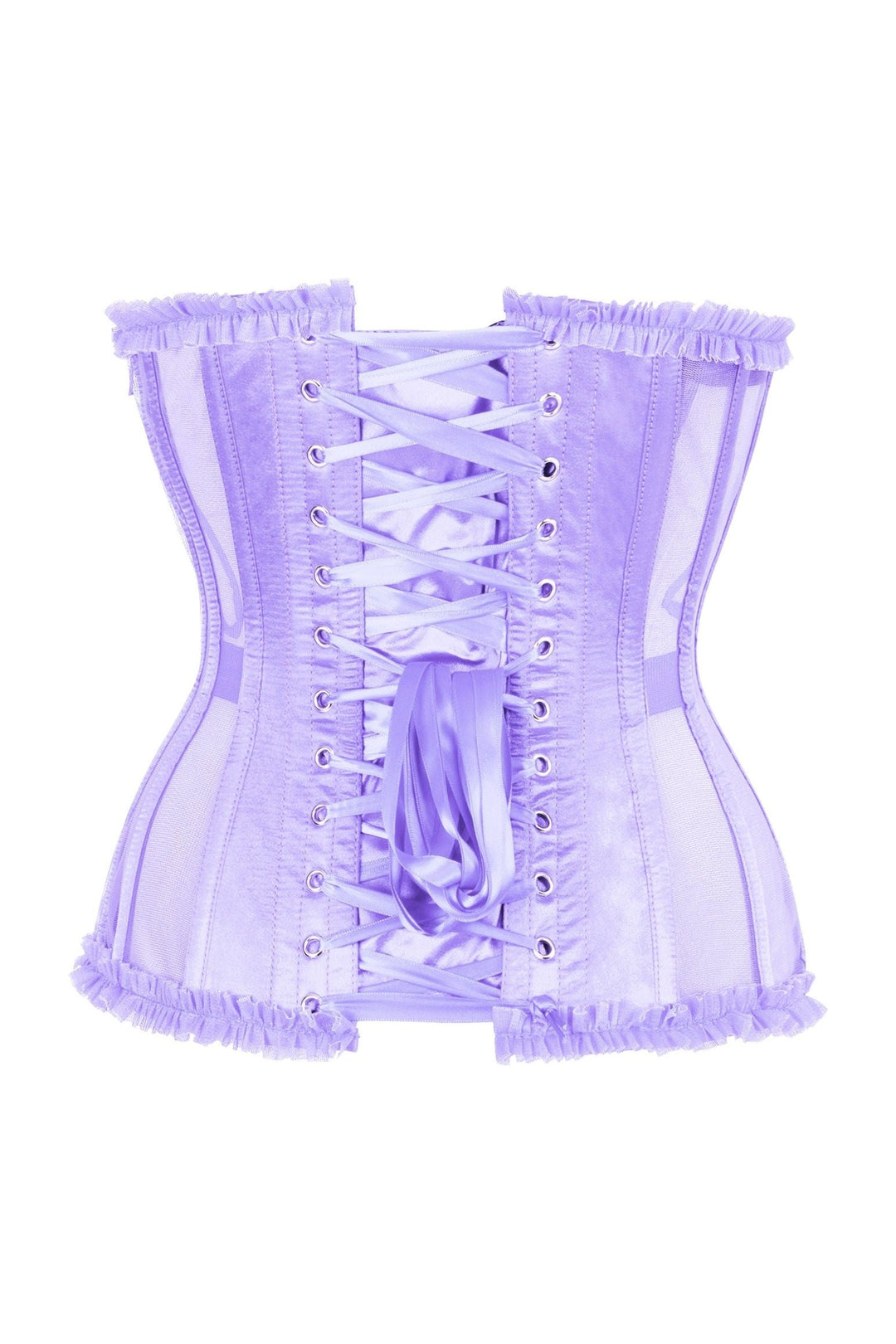 Daisy Corsets Top Drawer Steel Boned Lavender Mesh Underwire Burlesque Underbust Corset Cincher in Purple 