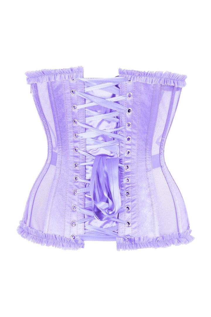 Top Drawer Steel Boned Lavender Mesh Underwire Burlesque Underbust Corset Cincher