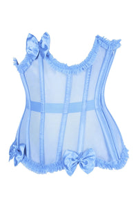 Daisy Corsets Top Drawer Steel Boned Light Blue Mesh Underwire Burlesque Underbust Corset Cincher in Blue 