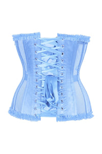 Daisy Corsets Top Drawer Steel Boned Light Blue Mesh Underwire Burlesque Underbust Corset Cincher in Blue 