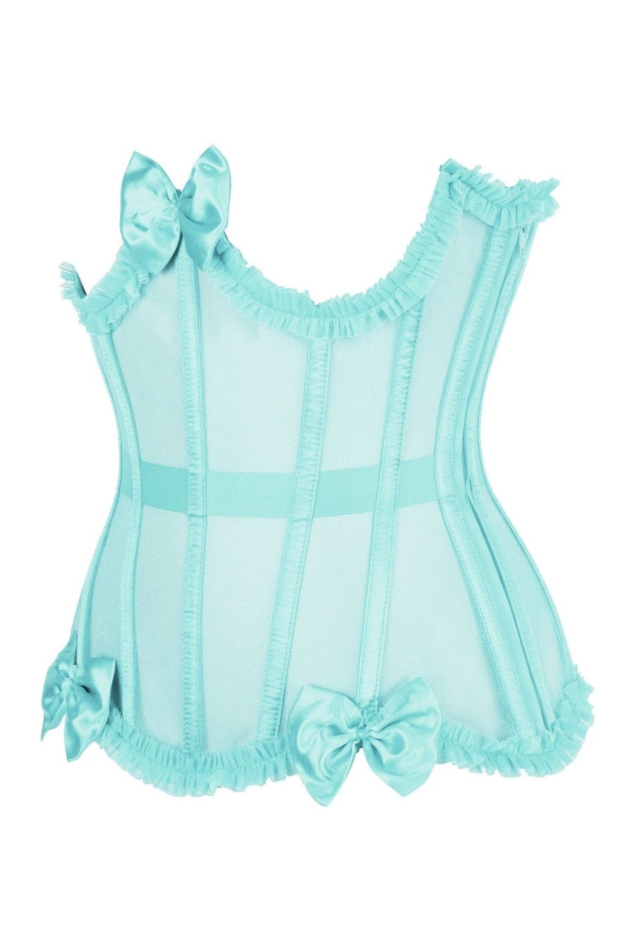Daisy Corsets Top Drawer Steel Boned Mint Green Mesh Underwire Burlesque Underbust Corset Cincher in Green 