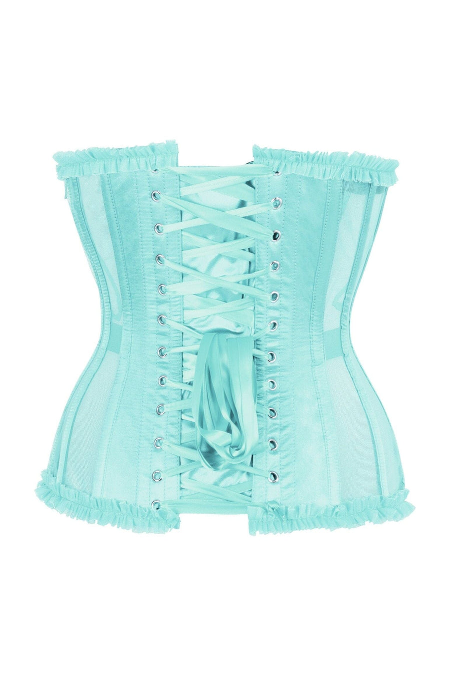 Daisy Corsets Top Drawer Steel Boned Mint Green Mesh Underwire Burlesque Underbust Corset Cincher in Green 