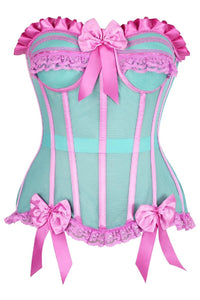 Daisy Corsets Top Drawer Steel Boned Mint/Pink Mesh Underwire Bustier Corset in Pink  from SexyShoes.com