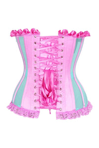 Daisy Corsets Top Drawer Steel Boned Mint/Pink Mesh Underwire Bustier Corset in Pink 