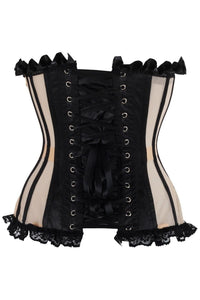 Daisy Corsets Top Drawer Steel Boned Nude & Black Mesh Underwire Bustier Corset in Ivory 