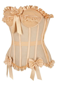 Daisy Corsets Top Drawer Steel Boned Nude Mesh Underwire Bustier Corset in Ivory 
