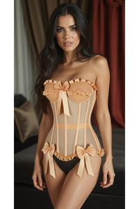 Daisy Corsets Top Drawer Steel Boned Nude Mesh Underwire Bustier Corset in Ivory 