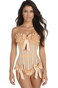 Daisy Corsets Top Drawer Steel Boned Nude Mesh Underwire Bustier Corset in Ivory 