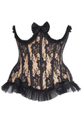 Top Drawer Steel Boned Nude/Black Lace Underwire Burlesque Underbust Corset Cincher
