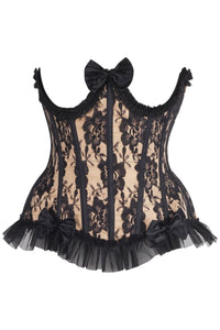 Daisy Corsets Top Drawer Steel Boned Nude/Black Lace Underwire Burlesque Underbust Corset Cincher in Ivory  from SexyShoes.com