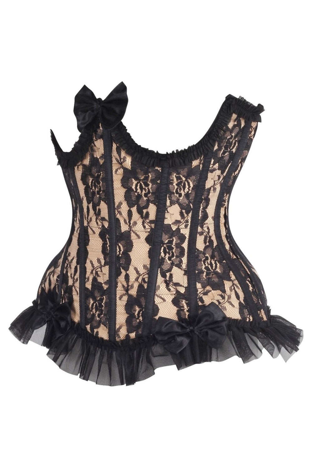 Daisy Corsets Top Drawer Steel Boned Nude/Black Lace Underwire Burlesque Underbust Corset Cincher in Ivory 