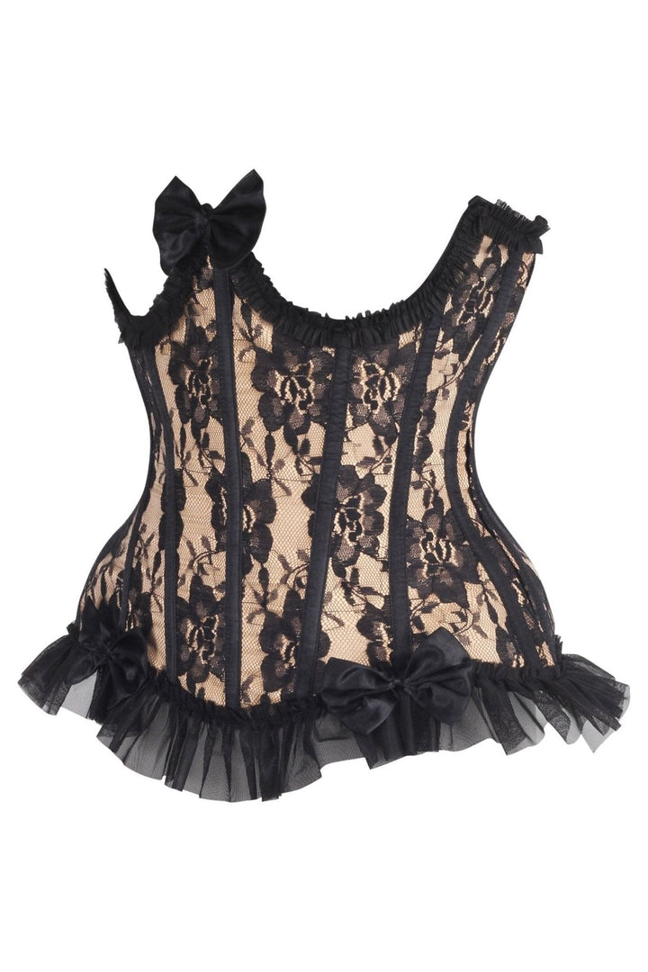 Top Drawer Steel Boned Nude/Black Lace Underwire Burlesque Underbust Corset Cincher