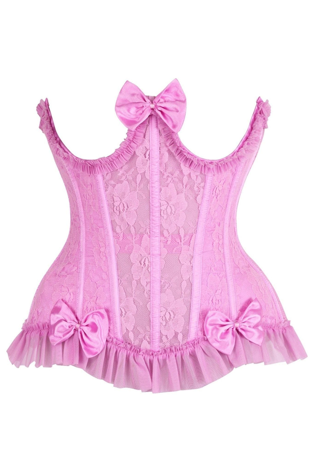 Daisy Corsets Top Drawer Steel Boned Pink Lace Underwire Burlesque Underbust Corset Cincher in Pink  from SexyShoes.com
