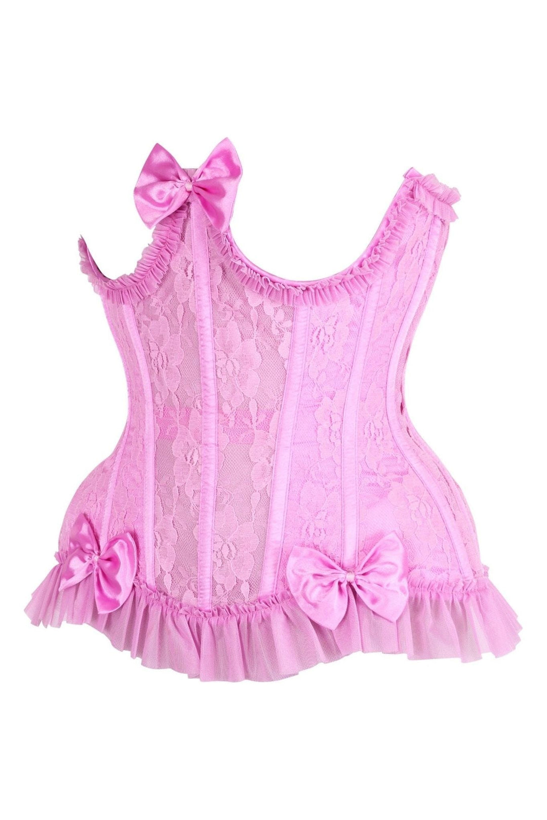 Daisy Corsets Top Drawer Steel Boned Pink Lace Underwire Burlesque Underbust Corset Cincher in Pink 