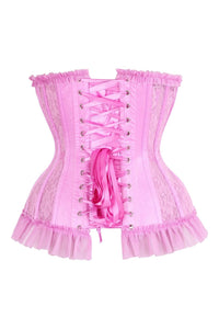 Daisy Corsets Top Drawer Steel Boned Pink Lace Underwire Burlesque Underbust Corset Cincher in Pink 