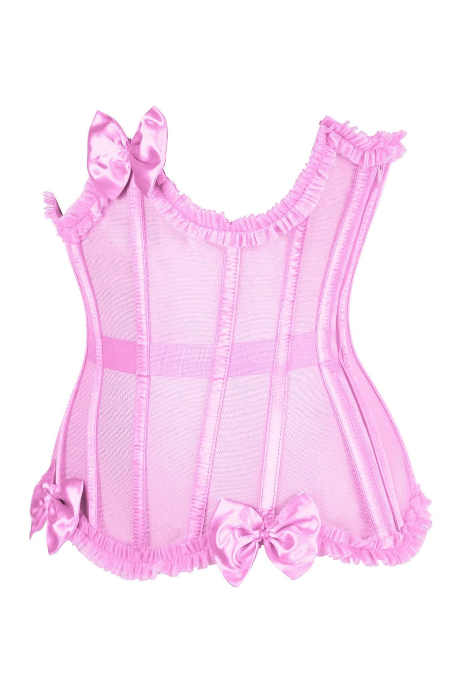 Daisy Corsets Top Drawer Steel Boned Pink Mesh Underwire Burlesque Underbust Corset Cincher in Pink 