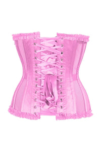 Daisy Corsets Top Drawer Steel Boned Pink Mesh Underwire Burlesque Underbust Corset Cincher in Pink 