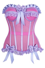 Top Drawer Steel Boned Pink/Purple Mesh Underwire Bustier Corset