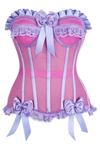 Daisy Corsets Top Drawer Steel Boned Pink/Purple Mesh Underwire Bustier Corset in Pink  from SexyShoes.com