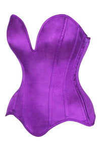 Daisy Corsets Top Drawer Steel Boned Purple Satin Plunge Neckline Overbust Corset in Purple 