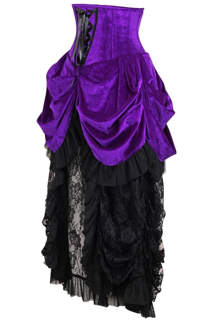 Top Drawer Steel Boned Purple Velvet Victorian Bustle Underbust Corset Dress