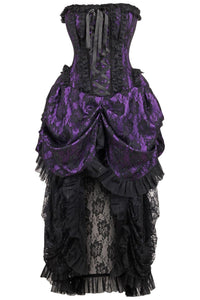 Daisy Corsets Top Drawer Steel Boned Purple w/Black Lace Bustle Corset Dress in Purple  from SexyShoes.com
