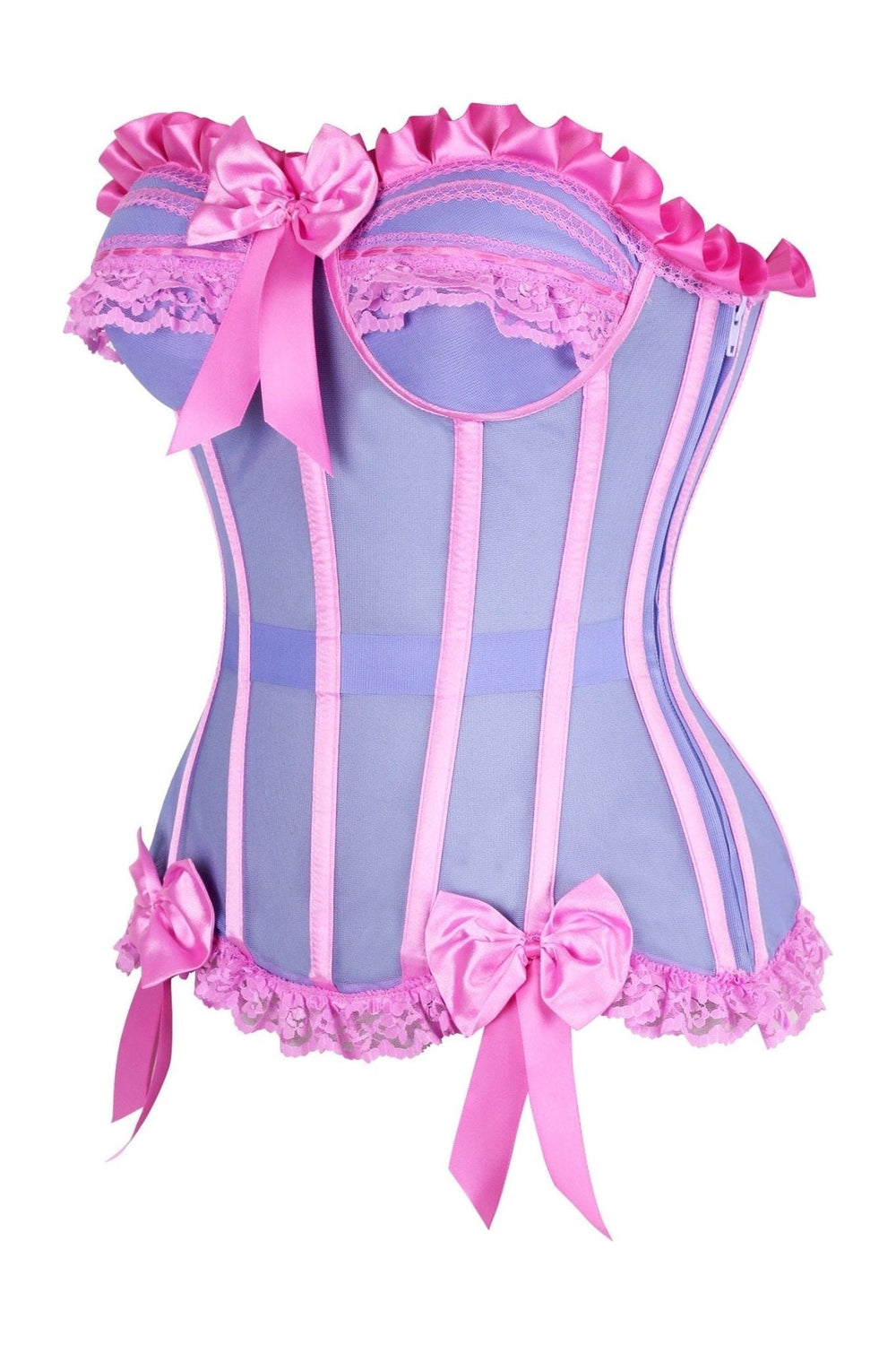 Daisy Corsets Top Drawer Steel Boned Purple/Pink Mesh Underwire Bustier Corset in Purple 