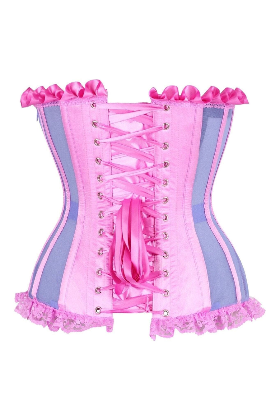 Daisy Corsets Top Drawer Steel Boned Purple/Pink Mesh Underwire Bustier Corset in Purple 