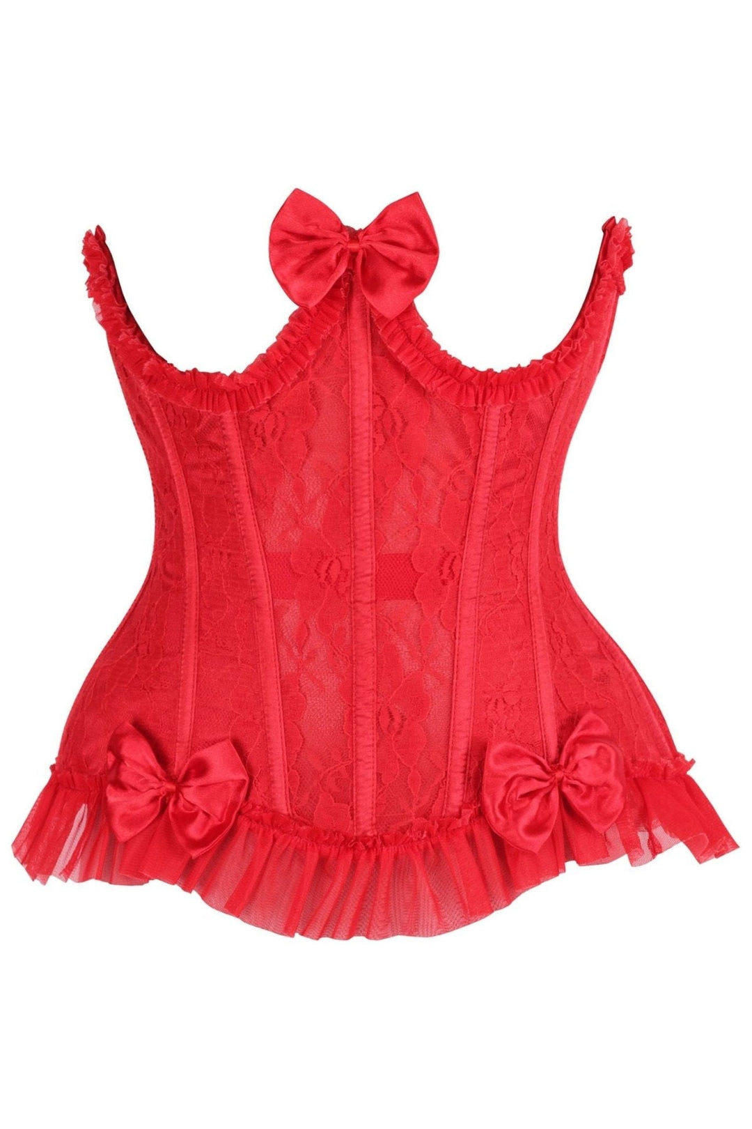Daisy Corsets Top Drawer Steel Boned Red Lace Underwire Burlesque Underbust Corset Cincher in Red  from SexyShoes.com