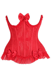 Daisy Corsets Top Drawer Steel Boned Red Lace Underwire Burlesque Underbust Corset Cincher in Red  from SexyShoes.com